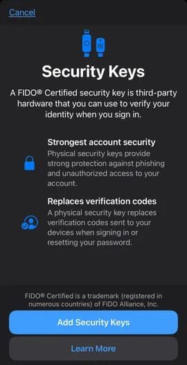 security-keys-apple-ios-16-3